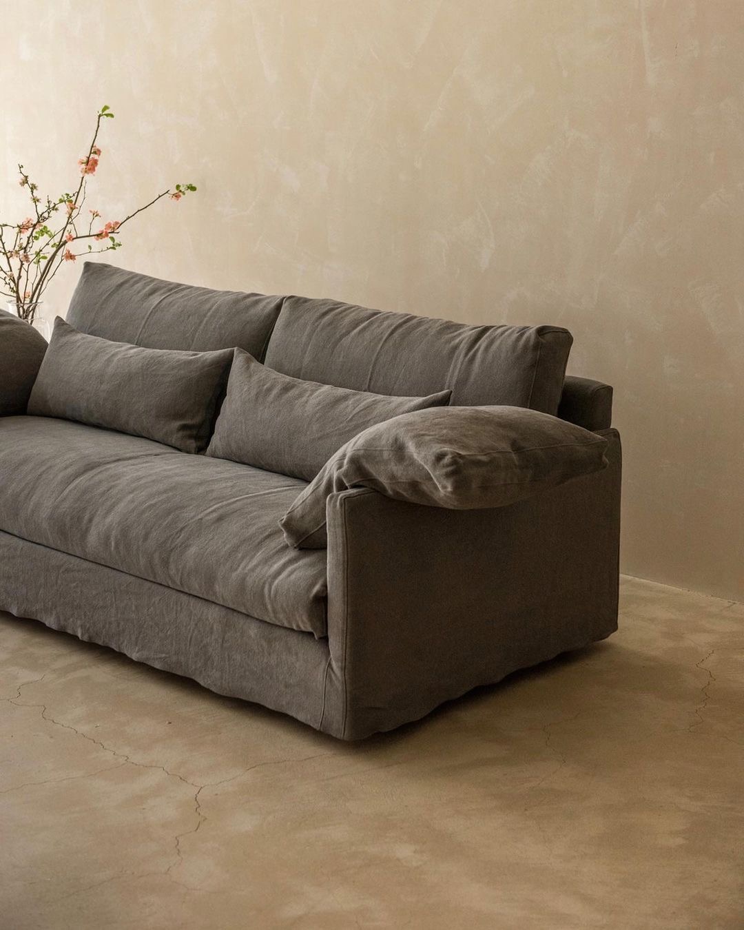 Coton et lin gris foncé