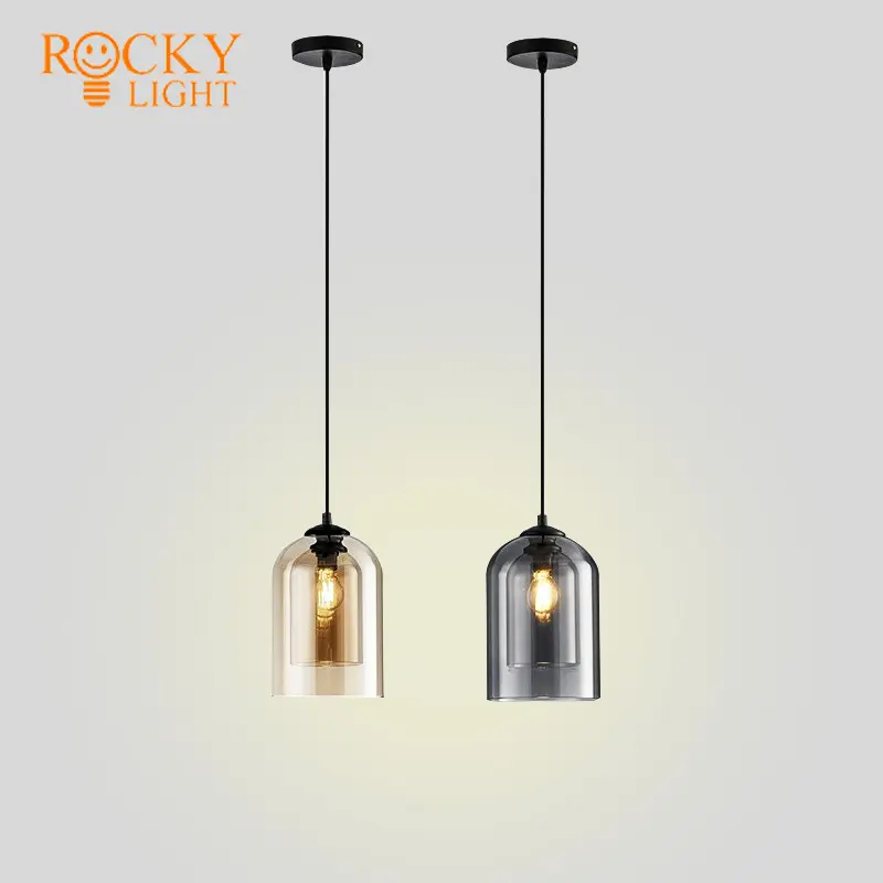 Glass chandelier / Ou ins personality retro industrial wind loft bar Cafe Creative chandelier Iron chandelier