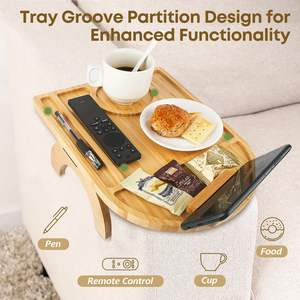 Plateau de table pliable en bambou personnalisé avec support de téléphone à 360°, antidérapant, design durable - Product Image 2