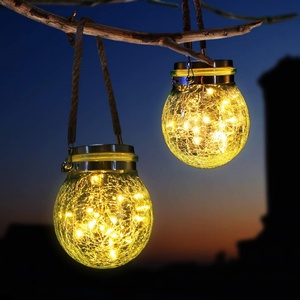 Lámpara Solar para Exteriores, Lámpara Colgante LED para Frascos de Vidrio, Lámpara Solar para Jardín con Frascos de Vidrio Agrietado, Luces Colgantes con Cuerda de Cáñamo - Product Image 6