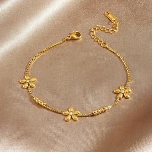Flower Stainless Steel Jewelry <b>Set</b> Gold Plated Rhinestone Pendant Chain Necklace <b>Bracelet</b> Gift <b>Set</b> - Product Image 3