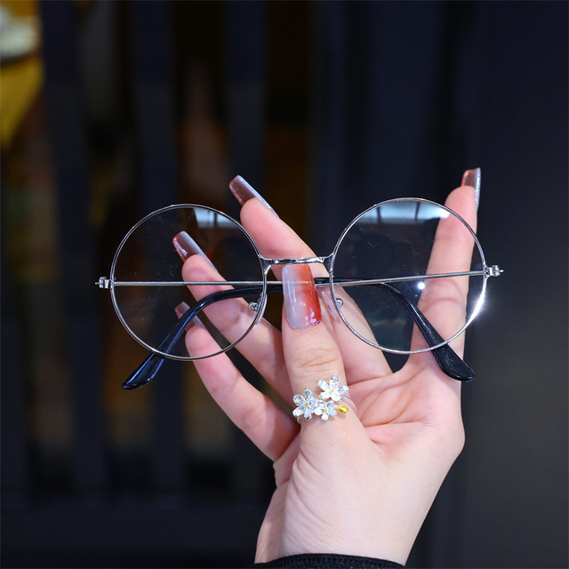 Fashion Retro Prince Metal Round Non-Prescription Eyeglasses Frames Artistic Blue Light Doll Glasses with Matching Face Shape