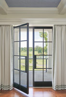 Puerta de Vidrio con Marco de Metal Doble, Estilo Francés, Exterior, Moderna, de Hierro Negro, Personalizada, Venta al Por Mayor Directa de Fábrica