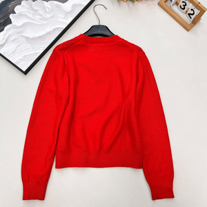 Suéter de punto calado para mujer, cuello redondo, manga larga, informal, para otoño - Product Image 2