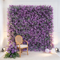 Panneau mural en herbe artificielle violette résistant aux UV, plante artificielle de lavande, mur de fleurs artificielles pour mariage et fête