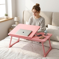 Escritorio Plegable Portátil para Computadora Portátil con Superficie de Plástico, Mesa de Estudio para Computadora, Soporte Shaohua Sh-708