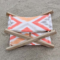 Coussin de plage portable haut de gamme, pliable, confortable, en coton doux, avec cadre en bois, pour le sable, le jardin et les pique-niques