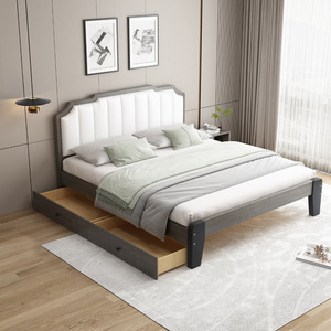 Upholstered <b>Bed</b> Frame 1.8m <b>Double</b> Nordic Style Bedroom Furniture for Adults and Elderly - Product Image 3