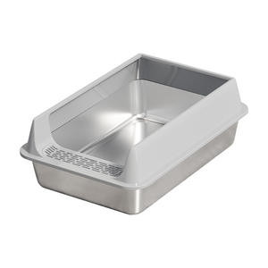 Huyo OEM Stainless Steel <b>Plastic</b> Semi-Closed Litter Box with Lid Anti-Splash High <b>Fence</b> Toilet - Product Image 1