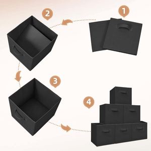 Cubes de rangement pliables et légers en tissu non tissé, bacs durables avec poignées pour l'organisation - Product Image 5