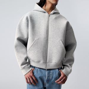 Felpa da <span class=keywords><strong>uomo</strong></span> in cotone Vintage di peso massimo personalizzato felpa con cerniera e cappuccio essenziale ritagliato felpa da <span class=keywords><strong>uomo</strong></span> - Product Image 3