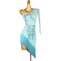 Nouvelle tenue de danse latine professionnelle pour compétition, costume de performance sexy avec franges en strass pour la danse samba