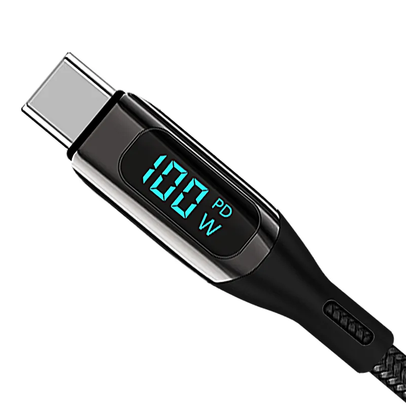 LED Digital Display Type-C To Type-C PD 100W Charging Power Fast Charging Data Cable USB C