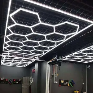 110V Led Honeycomb Light Deformable Hanging Modular Detailing Lamp Hexagonal Led Light For Garage Ceiling