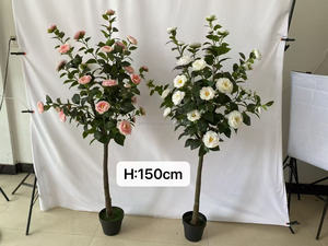 Arbre artificiel de camélia <span class=keywords><strong>Goplus</strong></span> de 36 pouces, réaliste, en plastique/polyester, pour la décoration intérieure, le bureau, la maison, le porche, la pépinière, plante en pot - Product Image 2