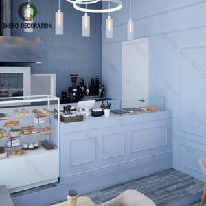 Idées de décoration élégantes pour les cafés, comptoir de bar à café moderne avec vitrine en verre, mobilier de café - Product Image 1
