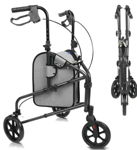 BQ-5001C hareketlilik 3 tekerlekli Rollator Walker yaşlı erkekler ve kadınlar için hafif ve katlanabilir