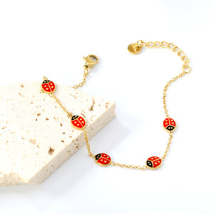 Pulsera con Dijes de Mariquita, Chapada en Oro, Aleación de Zinc, Joyería para Mujer, Regalo, Accesorio de Moda - Product Image 1
