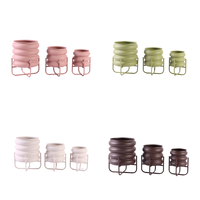Set 3 Pot Bunga Modern Ramah Lingkungan Berbahan Logam dengan Lapisan Powder-Coated yang Tahan Lama untuk Dekorasi Ruangan, Luar Ruangan, Pernikahan, Taman, dan Ruang Tamu