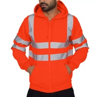 Ensemble de vêtements de travail réfléchissants à haute visibilité pour les agents d'assainissement - Sweat-shirt à capuche doublé en polaire + pantalon uniforme