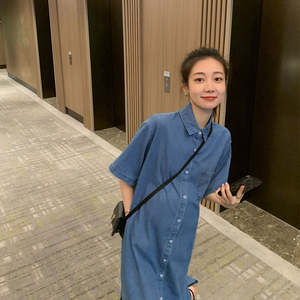 Robes pour femmes enceintes <span class=keywords><strong>de</strong></span> grande taille <span class=keywords><strong>Robe</strong></span> <span class=keywords><strong>en</strong></span> <span class=keywords><strong>jean</strong></span> <span class=keywords><strong>de</strong></span> maternité <span class=keywords><strong>Robe</strong></span> <span class=keywords><strong>de</strong></span> <span class=keywords><strong>grossesse</strong></span> à la mode Style ample et oversize - Product Image 6