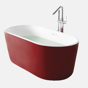 Baignoire autoportante moderne en acrylique bleu et blanc avec fonction de trempage et drain - Product Image 3