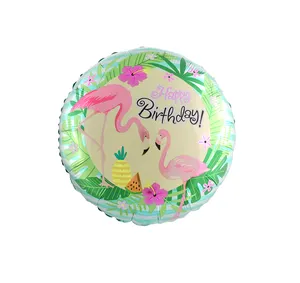 Vente en gros 18 pouces ballon rond à l'hélium flamant rose décoration de fête d'anniversaire ballon en aluminium