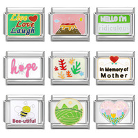 Best-seller Charms module italien bracelet fait main série vert rose accessoires italiens bracelet de base en acier créatif unique