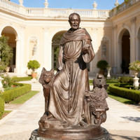 Statue de Saint François d'Assise en bronze, taille réelle, style traditionnel moderne, sur mesure, pour exposition extérieure, figurine en métal peinte