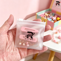 Pochette à bijoux en PVC transparent imprimée sur mesure avec fermeture éclair et anneau de traction rose pour boucles d'oreilles, colliers, bagues, emballage cadeau, vente en gros