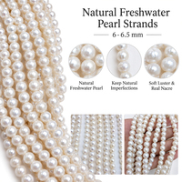 Perles d'eau douce naturelles rondes de 6 à 6,5 mm, qualité AA, lustre brillant, perles cultivées pour bijoux artisanaux, vente en gros