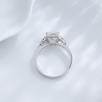 Bague de fiançailles en platine Pt950 avec trois diamants de laboratoire taille princesse pour femme, bijoux fins, diamant de laboratoire