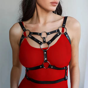 パンクレザー女性用ハーネスセクシー胸ストラップベルトボディボンデージ女性エロティックアンダーウェアBdsmファッションブラトップサスペンダー - Product Image 6