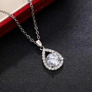 Collana con pendente a goccia di zircone per donna, semplice catena a forma di pera, gioielli alla moda - Product Image 3