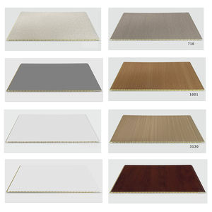 Panneau mural intégré creux bicolore en PVC à surface texturée lin pour salon et chambre à coucher, idéal pour usage familial et hall d'hôtel - Product Image 5