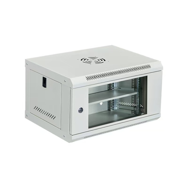 19 Inch Wall Mount Network Cabinet 6U 9U 12U SPCC Cold Rolled Steel Server Rack with Tempered Glass Door and Top Fan Vent