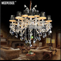 MEEROSEE, candelabro de cristal K9 de lujo dorado moderno nórdico, lámparas de sala de estar, lámpara colgante LED para dormitorio MD2125
