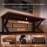 Bureau de jeu moderne de luxe avec aspect marbre, table de bureau réglable en bois, espace de travail climatisé pour salon