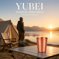 Mug de camping en titane pur de qualité 1, couleur or rose, 350 ml, à double paroi, anti-brûlure, sans revêtement