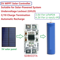 Contrôleur de charge solaire Mini Mppt SDBK03TA 4.2V/3.7V 3.6V/3.2V Module de charge Dc 5V 1A pour batterie I-Ion/li-Po Lifepo4