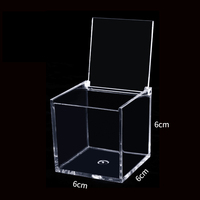 5*5*5 cm Transparent PS Flip Box en Stock en gros plastique de qualité alimentaire acrylique petit affichage étui de rangement de protection Flip Box