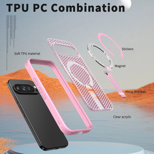 Funda Magnética de Malla Refrigerante y Elegante para Mujer, para Google <span class=keywords><strong>Pixel</strong></span> 9 10 11 Pro XL, con Soporte Integrado, Antigolpes y Protectora - Product Image 6