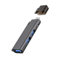 Type C Hub Splitter USB 3.0 Adaptateur pour ordinateur portable USB 3.0 Hub 4 ports USB C Station d'accueil Hub Otg Adaptateur Splitter 4 en 1 Gris 2-4