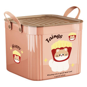 Contenedor de Almacenamiento de Plástico Taings con Tapa, Organizador de Juguetes Rectangular con Diseño de Dibujos Animados para Dormitorio y Uso Doméstico - Product Image 1