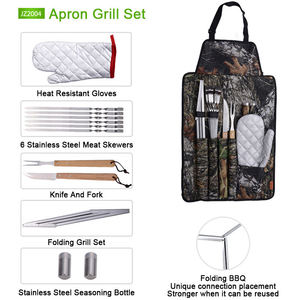 13pcs thép không gỉ thịt nướng kết hợp công cụ ngoài trời BBQ nướng đặt thịt nướng lưu trữ Tạp dề Di động Túi BBQ công cụ thiết lập - Product Image 2