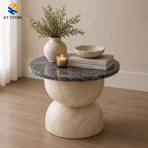 Tavolino da Caffè in Marmo KT STONE, Pratico per la Casa, Forte Capacità di Carico, <span class=keywords><strong>Base</strong></span> Stabile, Facile da Pulire e Mantenere per l'Uso Quotidiano - Product Image 1