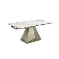 Table basse Kirkasa modèle 6597, mobilier de salon moderne et luxueux, plateau carré en marbre, structure en métal et fer, réglable, pour usage domestique