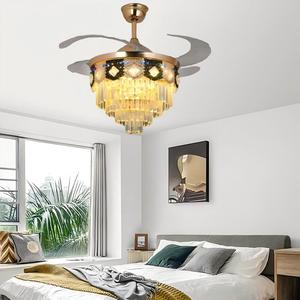 European Crystal <b>Ceiling</b> <b>Fan</b> Light Fixture Fandelier with LED <b>Remote</b> 6-Speed Reversible DC Motor Living Room Decorative Lighting - Product Image 2