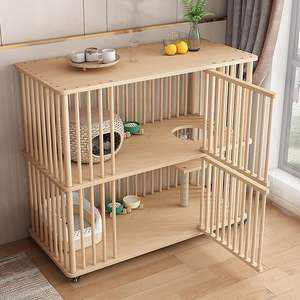 <span class=keywords><strong>Cage</strong></span> à chat en bois véritable élégante et pratique avec une ample surface pour la reproduction et le jeu, accessoires pour chats - Product Image 4