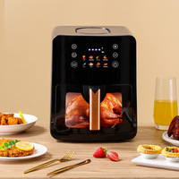 Friteuse à air électrique transfrontalière 5-6L grande capacité avec fenêtre de visualisation, contrôle tactile, four à air intelligent EU/US/UK 110V